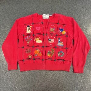 Marisa Christina Calendar Christmas Teacher Holiday New Year Cardigan Petite Med